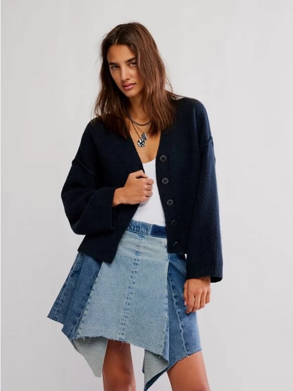 Free People Cool Of The Night Cardi in Black